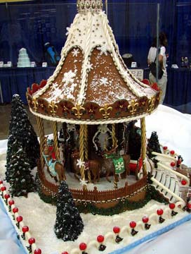 Christmas carousel custom decorated gingerbread playground centrepiece