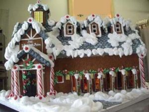 Vermont country snow toped Custom Gingerbread lodge in Utah